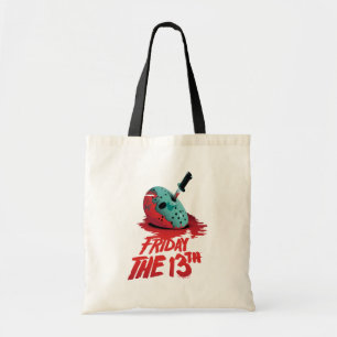 Friday the 13th Knife Through Blue Hockey Mask Tote Bag