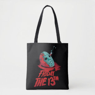 Friday the 13th Knife Through Blue Hockey Mask Tote Bag