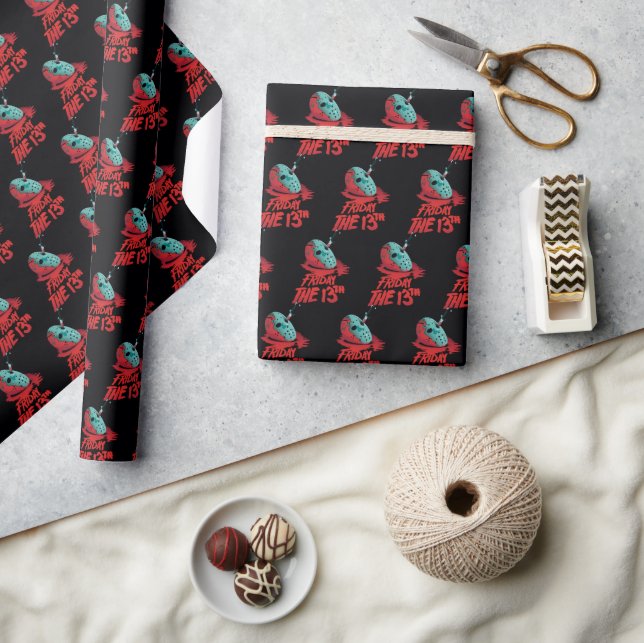 Friday the 13th | Knife Through Blue Hockey Mask Wrapping Paper (Crafts)