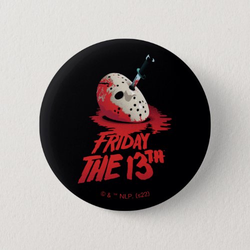 Friday the 13th  Knife Through Hockey Mask Button