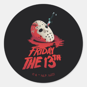Friday the 13th   Knife Through Hockey Mask Classic Round Sticker