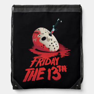 Friday the 13th   Knife Through Hockey Mask Drawstring Bag