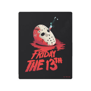 Friday the 13th Knife Through Hockey Mask Metal Print