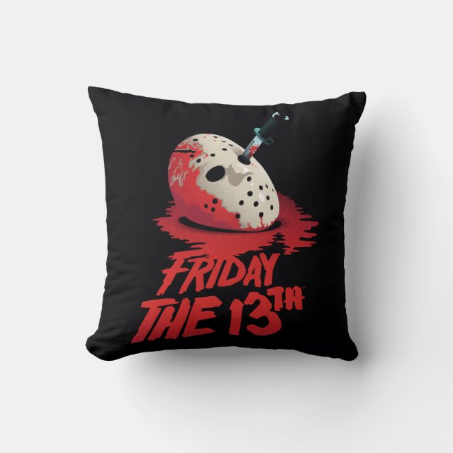 Friday the 13th | Knife Through Hockey Mask Throw Pillow (Front)