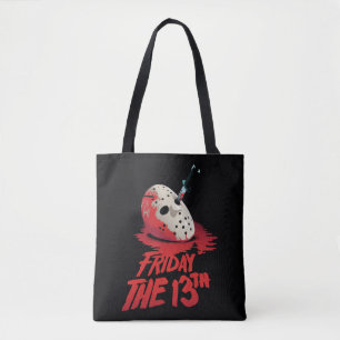 Friday the 13th Knife Through Hockey Mask Tote Bag
