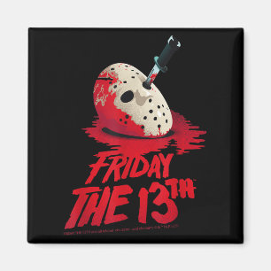 Friday The 13th Mask Blood Halloween Design  Magnet