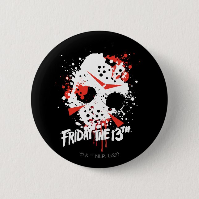 Friday the 13th | Paint Splatter Hockey Mask Button (Front)