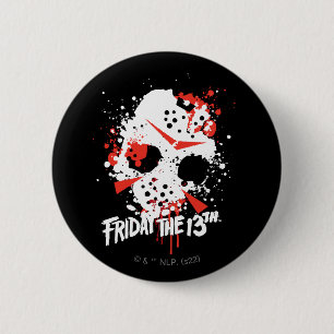 Friday the 13th Paint Splatter Hockey Mask Button