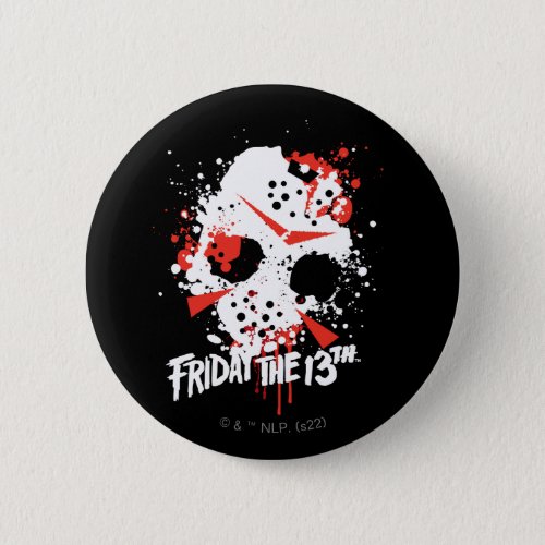 Friday the 13th  Paint Splatter Hockey Mask Button