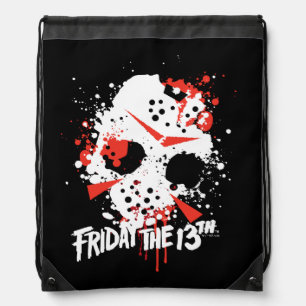 Friday the 13th Paint Splatter Hockey Mask Drawstring Bag
