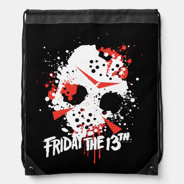Friday the 13th | Paint Splatter Hockey Mask Drawstring Bag (Front)