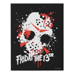 Friday the 13th Paint Splatter Hockey Mask Faux Canvas Print