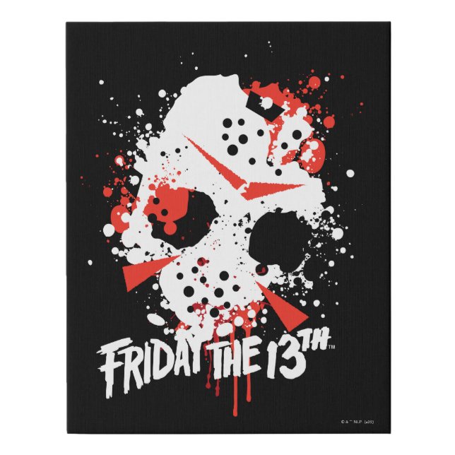 Friday the 13th | Paint Splatter Hockey Mask Faux Canvas Print (Front)