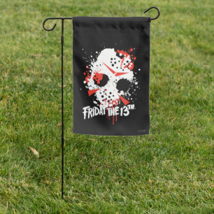 Friday the 13th Paint Splatter Hockey Mask Garden Flag