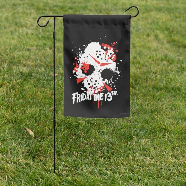 Friday the 13th | Paint Splatter Hockey Mask Garden Flag (In SItu)