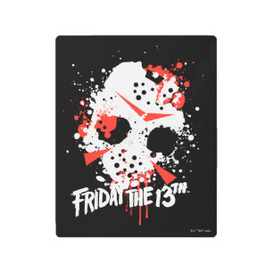 Friday the 13th Paint Splatter Hockey Mask Metal Print