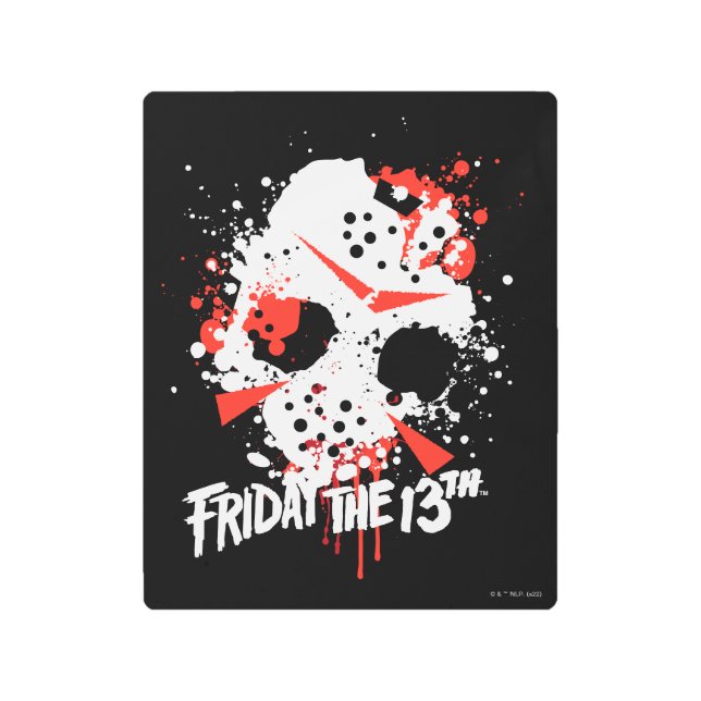 Friday the 13th | Paint Splatter Hockey Mask Metal Print (Front)