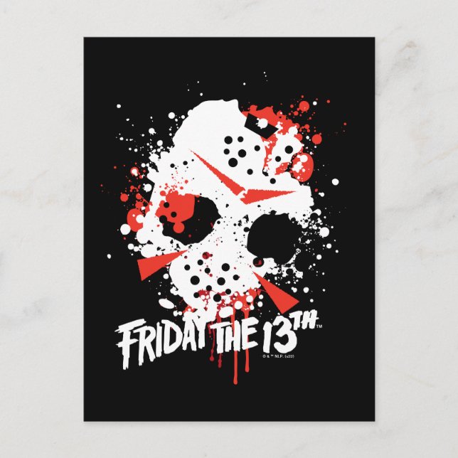 Friday the 13th | Paint Splatter Hockey Mask Postcard (Front)