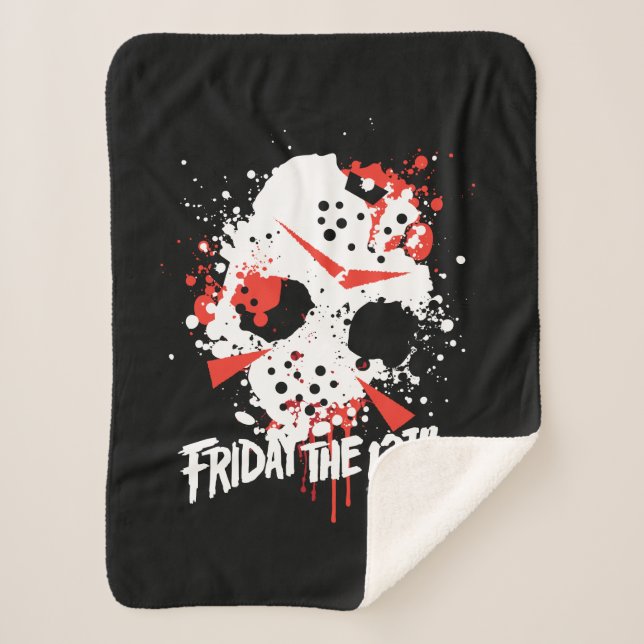 Friday the 13th | Paint Splatter Hockey Mask Sherpa Blanket (Front)