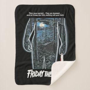 Friday the 13th   Silhouette Camp Theatrical Art Sherpa Blanket
