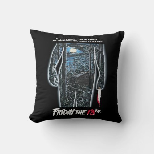 Friday the 13th  Silhouette Camp Theatrical Art Throw Pillow