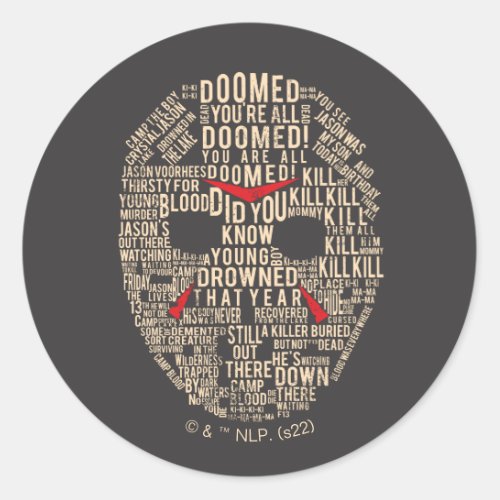 Friday the 13th  Typography Hockey Mask Classic Round Sticker