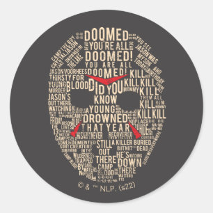 Friday the 13th Typography Hockey Mask Classic Round Sticker