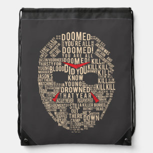 Friday the 13th   Typography Hockey Mask Drawstring Bag