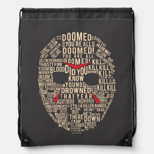 Friday the 13th  Typography Hockey Mask Drawstring Bag