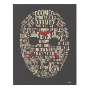 Friday the 13th   Typography Hockey Mask Faux Canvas Print