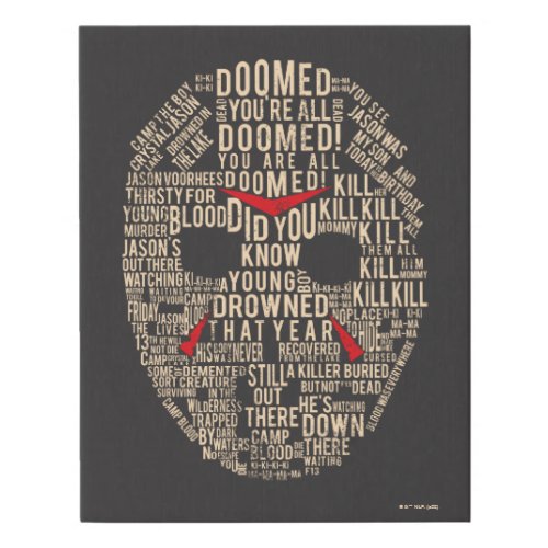 Friday the 13th  Typography Hockey Mask Faux Canvas Print