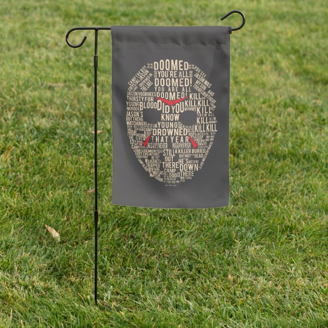 Friday the 13th | Typography Hockey Mask Garden Flag (In SItu)