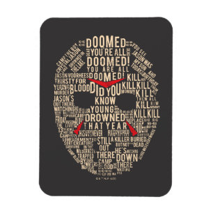 Friday the 13th Typography Hockey Mask Magnet