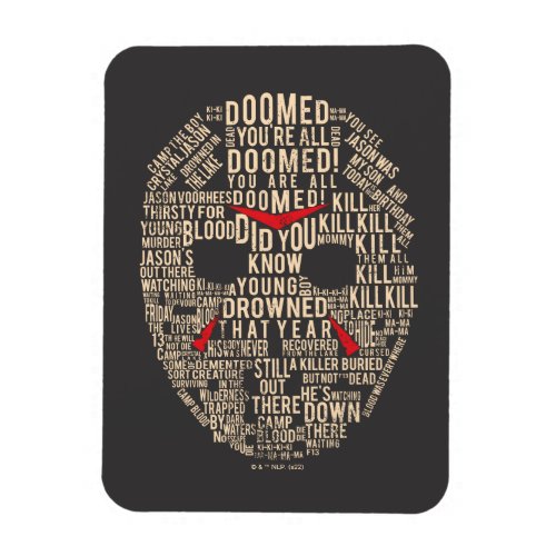 Friday the 13th  Typography Hockey Mask Magnet