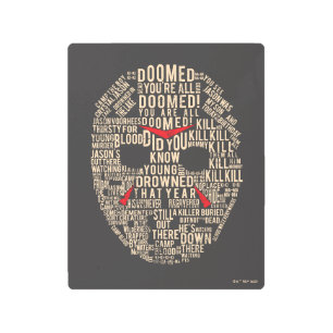 Friday the 13th   Typography Hockey Mask Metal Print