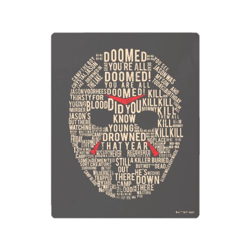 Friday the 13th  Typography Hockey Mask Metal Print
