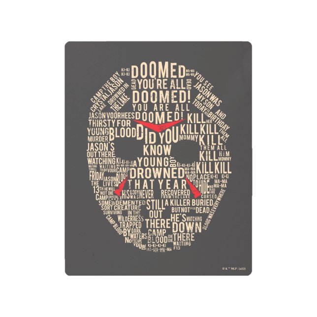Friday the 13th | Typography Hockey Mask Metal Print (Front)