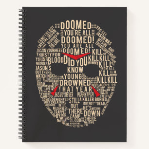 Friday the 13th Typography Hockey Mask Notebook