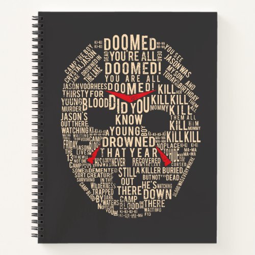 Friday the 13th  Typography Hockey Mask Notebook