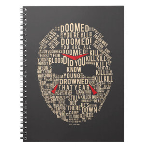 Friday the 13th Typography Hockey Mask Notebook