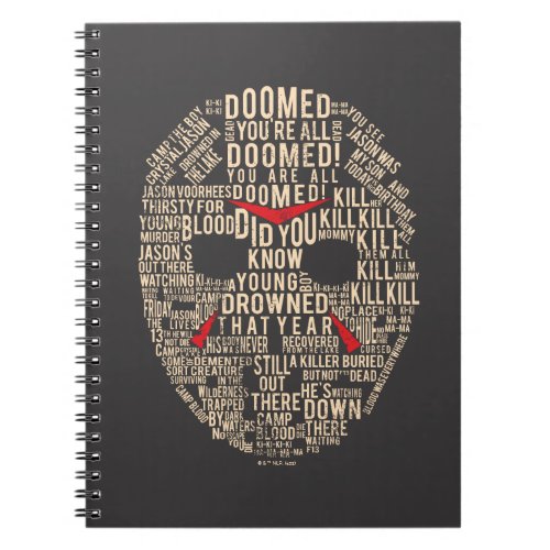 Friday the 13th  Typography Hockey Mask Notebook