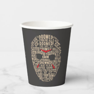 Friday the 13th Typography Hockey Mask Paper Cups