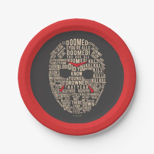 Friday the 13th  Typography Hockey Mask Paper Plates