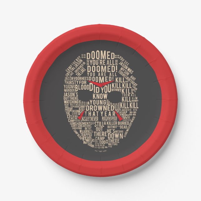 Friday the 13th | Typography Hockey Mask Paper Plates (Front)
