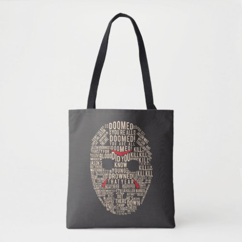 Friday the 13th  Typography Hockey Mask Tote Bag