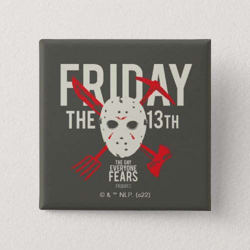 Friday the 13th  Weapons Cross Hockey Mask Button