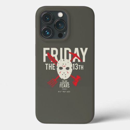 Friday the 13th  Weapons Cross Hockey Mask iPhone 13 Pro Case