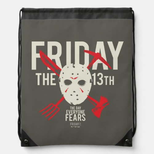 Friday the 13th  Weapons Cross Hockey Mask Drawstring Bag