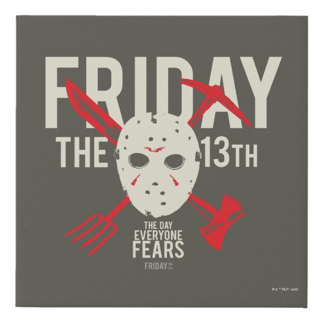 Friday the 13th | Weapons Cross Hockey Mask Faux Canvas Print (Front)