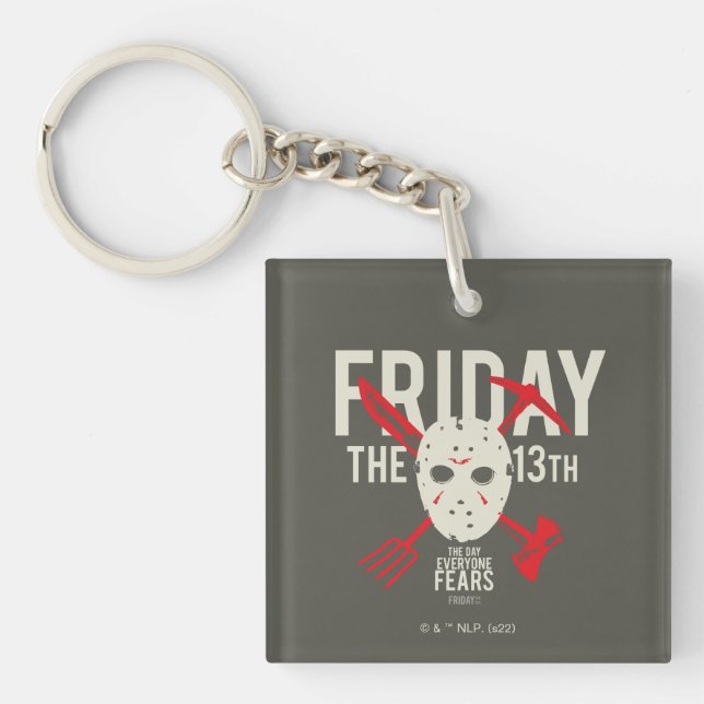 Friday the 13th | Weapons Cross Hockey Mask Keychain (Front)